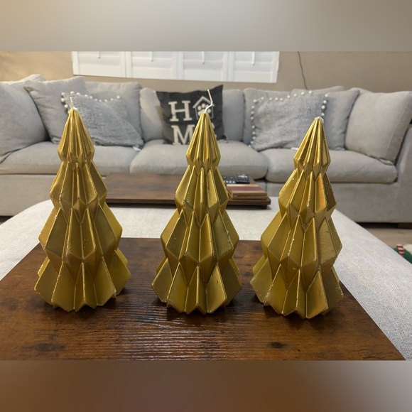 3 - 10” gold tree christmas candles NEW - Picture 1 of 6